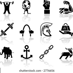  Strength Icon Set Series Design Elements A conceptual icon set relating to strength.