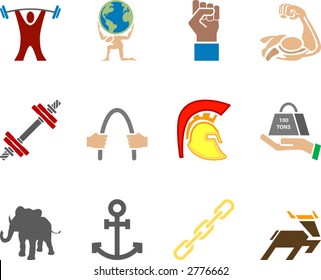 Strength Icon Set Series Design Elements A conceptual icon set relating to strength.