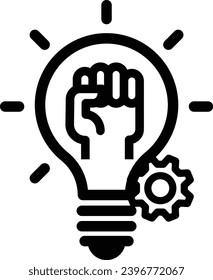 strength icon vector hand lightbulb sign