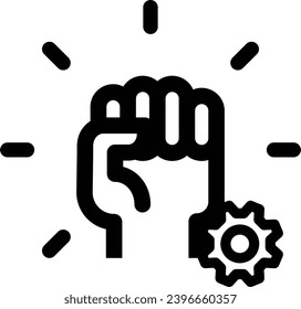 símbolo de fuerza vectorial señal de engranaje de la mano