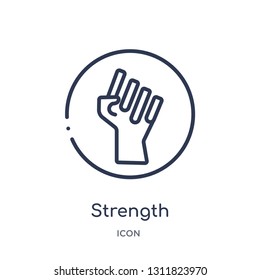 strength icon from zodiac outline collection. Thin line strength icon isolated on white background.