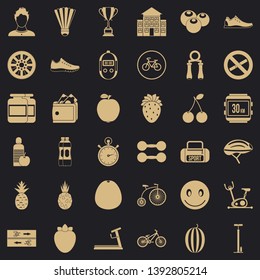 Strength icons set. Simple style of 36 strength vector icons for web for any design