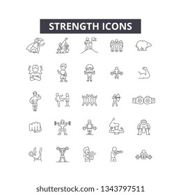 Strength line icons for web and mobile design. Editable stroke signs. Strength  outline concept illustrations