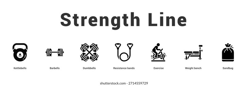 Strength Line Modern and clean web banner illustration featuring thematic icons for visual communication
