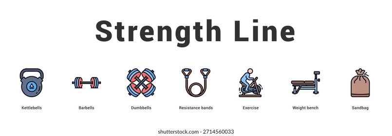Strength Line Modern and clean web banner illustration featuring thematic icons for visual communication