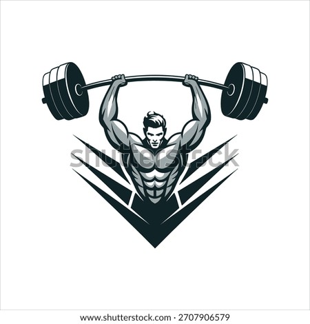 Strength and Power: An emblem of physical prowess and determination, a muscular figure powerfully lifts a heavy barbell, showcasing peak fitness and the relentless pursuit of strength.