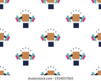 Strength seamless pattern design, Repeat textile design. Fabric print.