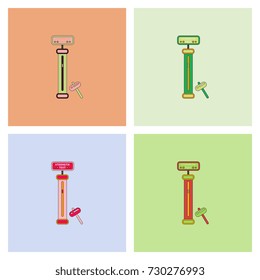 Strength tester. Test your strength amusement game. Power and strong, entertainment and festival. Vector illustration collection