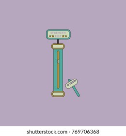 Strength tester. Test your strength amusement game. Power and strong, entertainment and festival. Vector illustration