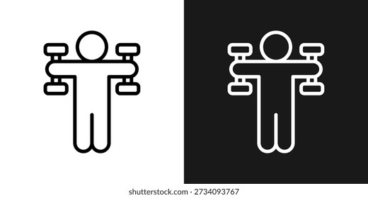 Icono de entrenamiento de fuerza en estilo de línea blanco y negro