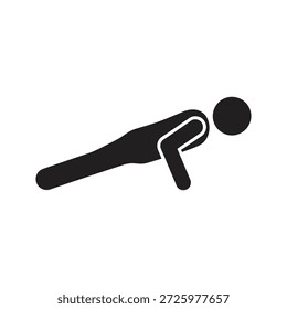 Strength training icon doing plank pushups for core muscle workout and gym fitness exercise body building physical wellness mat