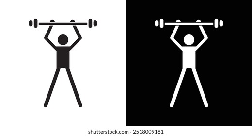 strength training icon Vector flat thin line illustration