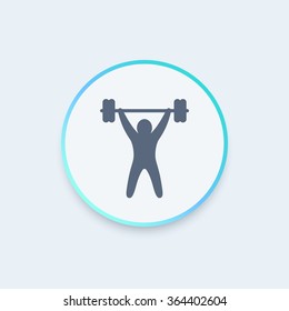 Strength Training Round Icon, Workout Icon, Gym Sign, Fitness Logo Element, Vector Illustration