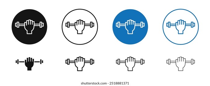 Strength training vector icon in black and blue colors