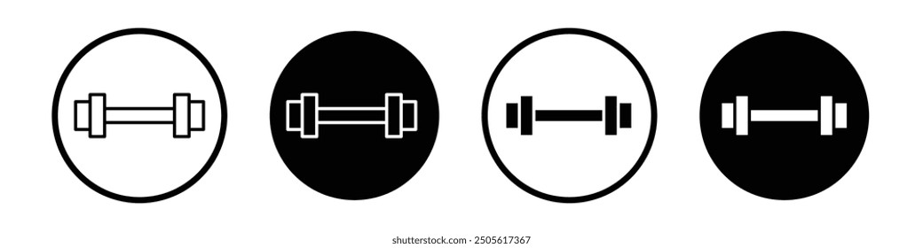 Strength training vector icon set black filled and outlined style.