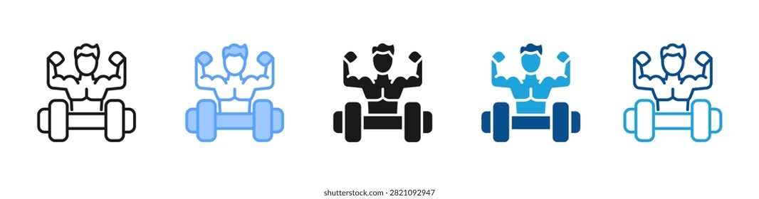 Strength Training web icon with multiple style collection
