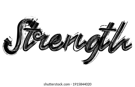 Tipografía de fuerza Texto negro Mano escrita Pincel letra dibujada frase decorativa letra del guión en el fondo blanco para los dichos