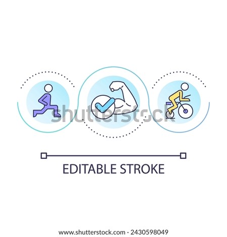 Strengthen muscles loop concept icon. Conditioning exercises. Sports injury prevention tip abstract idea thin line illustration. Isolated outline drawing. Editable stroke. Arial font used