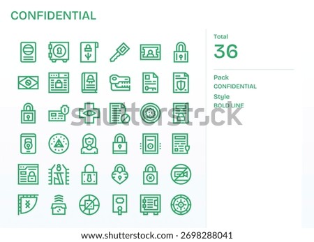 Strengthen navigation with 36 Bold Line icons aligned to Confidential, focused on clarity.