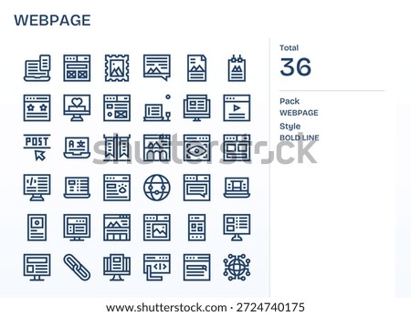 Strengthen navigation with 36 Bold Line icons aligned to Webpage, focused on clarity.