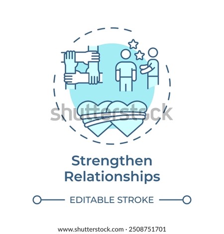 Strengthen relationships soft blue concept icon. Social connection, friendship. Round shape line illustration. Abstract idea. Graphic design. Easy to use in infographic, presentation