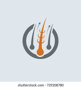 Strengthening Of Hair Gray-Orange Vector Round Icon. Improve Hair Growth Illustration