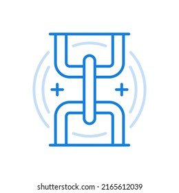 
Strengthening workflow vector line icon. Linked chain links. Modern optimization technology to increase machine power of work process. Strong marketing analysis and statistics management.