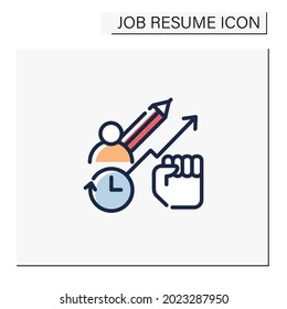 Strengths color icon. Employee strong suits, resume column. Personal recruitment information. Job search, employment, career growth concept. Isolated vector illustration