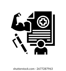 Ilustração do vetor de glifo do ícone de relatório de forças