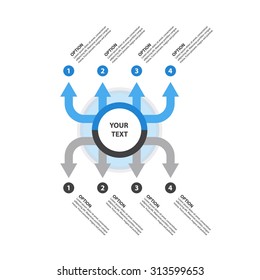 Strengths and Weaknesses - SWOT Analysis design element  (4 blue and grey vertical arrows template) - Vector infographics, isolated on white background