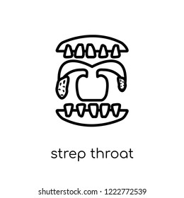 Strep throat icon. Trendy modern flat linear vector Strep throat icon on white background from thin line Diseases collection, editable outline stroke vector illustration