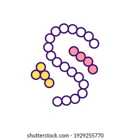 Strep Throat RGB Color Icon. Bacterial Infection. Red Tonsils. Inflammation. Sore And Scratchy Throat. Streptococcal Pharyngitis. Enlarged Lymph Nodes In Neck. Isolated Vector Illustration