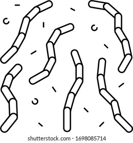 Streptobacillus bacteria. Vector outline icon.