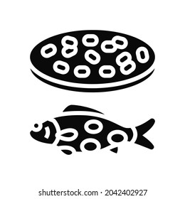 streptococcus iniae fish glyph icon vector. streptococcus iniae fish sign. isolated contour symbol black illustration