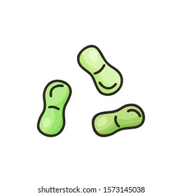 Streptococcus lactis. Color doodle bacteria icon. Cartoon illustration for biology, science, laboratory on white background. Hand drawn isolated vector image. Probiotics concept