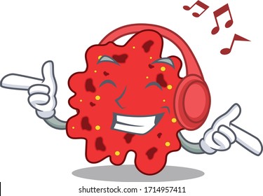 Streptococcus pneumoniae Cartoon design concept listening music