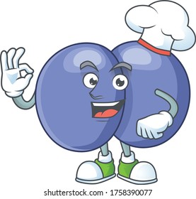 Diseño de dibujos animados Streptococcus pneumoniae con un sombrero de chef blanco