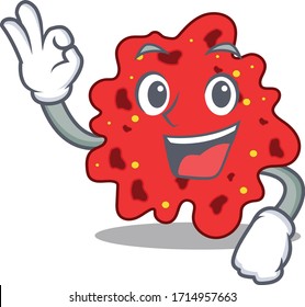 Streptococcus pneumoniae mascot design style with an Okay gesture finger