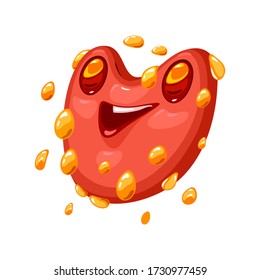 Streptococcus pneumoniae, or pneumococcus is gram-positive facultative anaerobic bacterium. Pathogenic bacteria, cause of pneumonia. Vector cartoon isolated on white. Medical education for children.