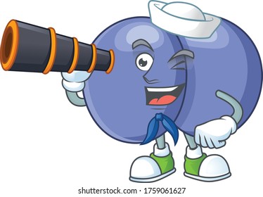 Streptococcus pneumoniae in Sailor cartoon character style using a binocular