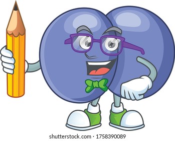 Streptococcus pneumoniae student cartoon character studying with pencil