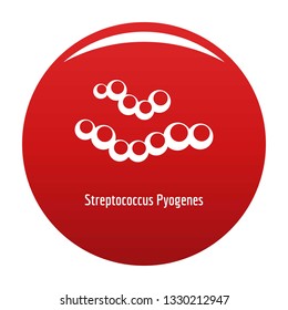 Streptococcus pyogenes icon. Simple illustration of streptococcus pyogenes vector icon for any design red