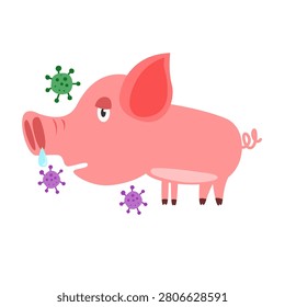 Streptococcus suis infection concept. vector Illustration