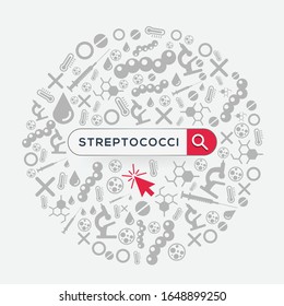 (streptococcus ) Word written in search bar,Vector illustration .
