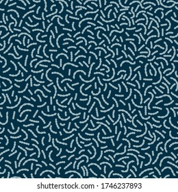 Streptocous bacterias seamless vector pattern in navy blue. Abstract surface print design for fabrics, textures, bacgrounds, stationery, and packaging.