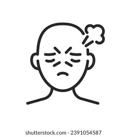 Stress Anger Icon. Vector Outline Editable Isolated Sign of a Tense and Nervous Person on the Verge of a Breakdown, Symbolizing the Connection Between Stress and Anger.