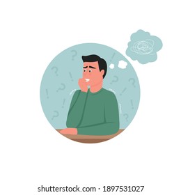 Stress And Anxiety 2D Vector Web Banner, Poster. Panicked Face. Frustration And Depression. Man Biting Nails Flat Character On Cartoon Background. Bad Habit Printable Patch, Colorful Web Element