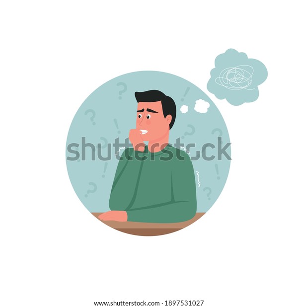 Stress and anxiety 2D vector web banner, poster. Panicked face