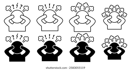 Stress or anxiety Icon Set. Stress or anxiety Vector Icon in line style design. Stress or anxiety 