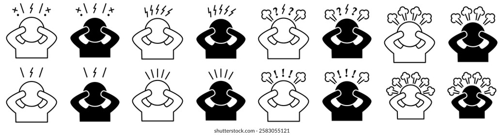 Stress or anxiety Icon Set. Stress or anxiety Vector Icon in line style design. Stress or anxiety 